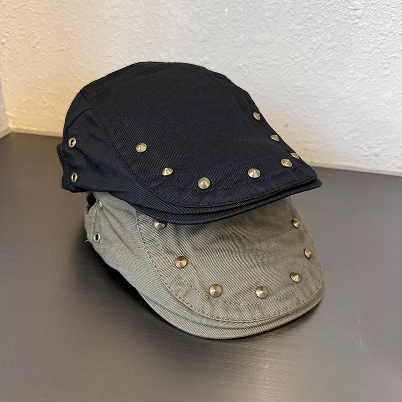 Vintage Rivet Forward Cap for Women, Spring/Summer Thin Sunshade Visor Beret, Versatile Casual Women's Cap That Makes the Face Look Smaller Vintage Rivet Forward Cap for Women, Spring/Summer Thin Sunshade Visor Beret, Versatile Casual Women's Cap That Makes the Face Look Smaller