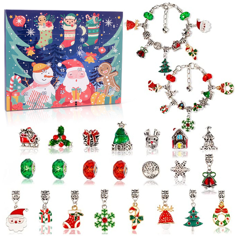 アマゾン热い贩売クリスマス降临フェスティバル24グリッドカレンダーカウントダウンdiy子供ブレスレット惊きブラインドボックスゴールデンセット|undefined