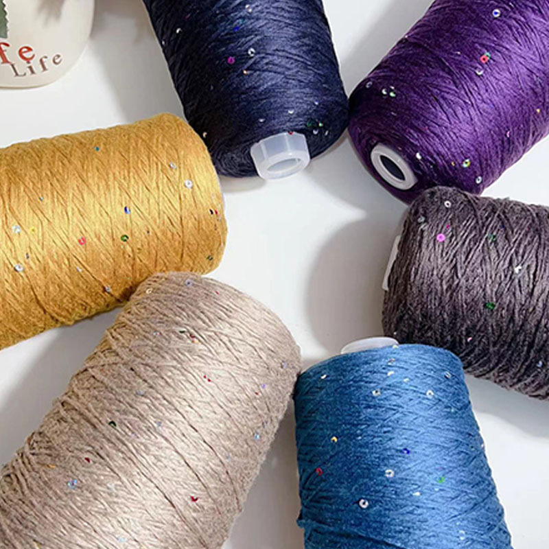 厂家批发珠片莫代尔醋酸棉线围巾线手编钩针帽子外套醋酸棉毛线团