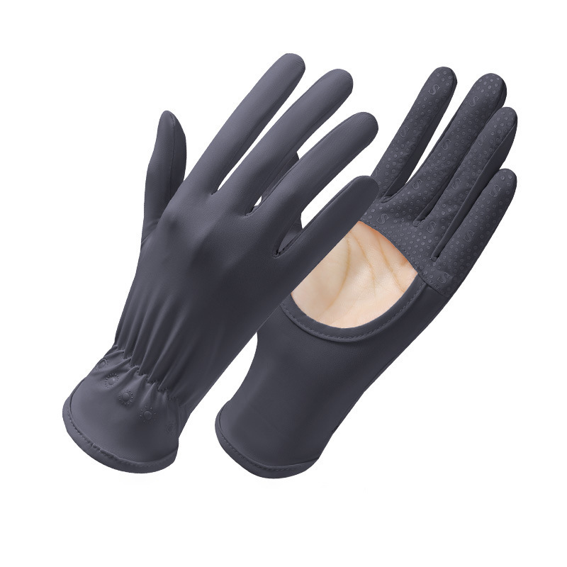 Guantes de protección solar de seda de hielo estilo fino de verano al aire libre transpirable de secado rápido ciclismo antideslizante conducción con dedos completos
