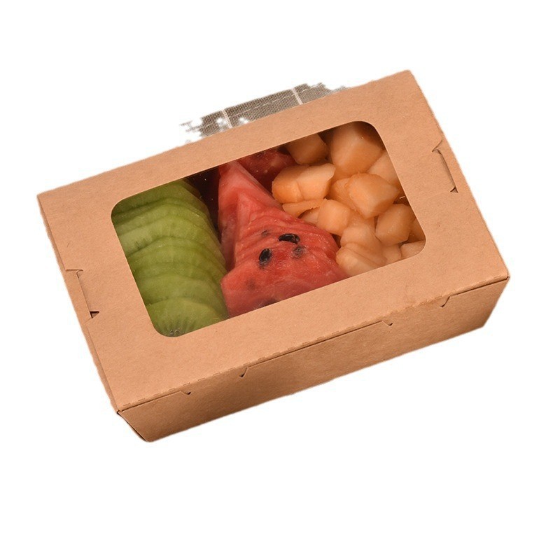 Ventana abierta a prueba de aceite película de rociado caja de comidas de cuero de vaca ensalada de sushi caja de embalaje desechable para llevar caja de embalaje image 5