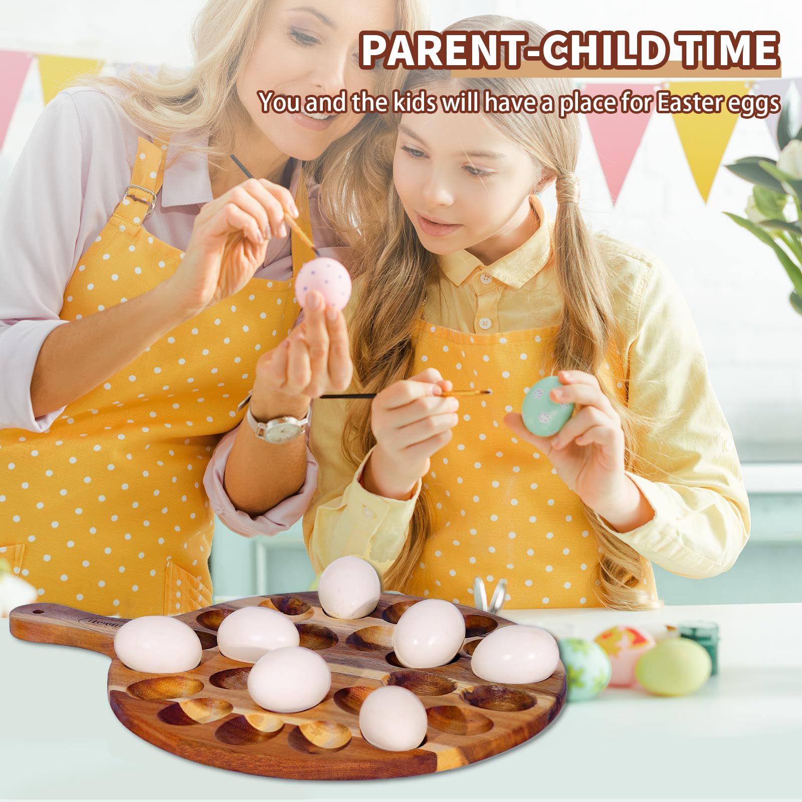 Tray de huevos de madera transfronteriza bandeja de huevos del diablo cocina huevos de patos huevos de madera sólida bandeja de exhibición de doble cara disponible