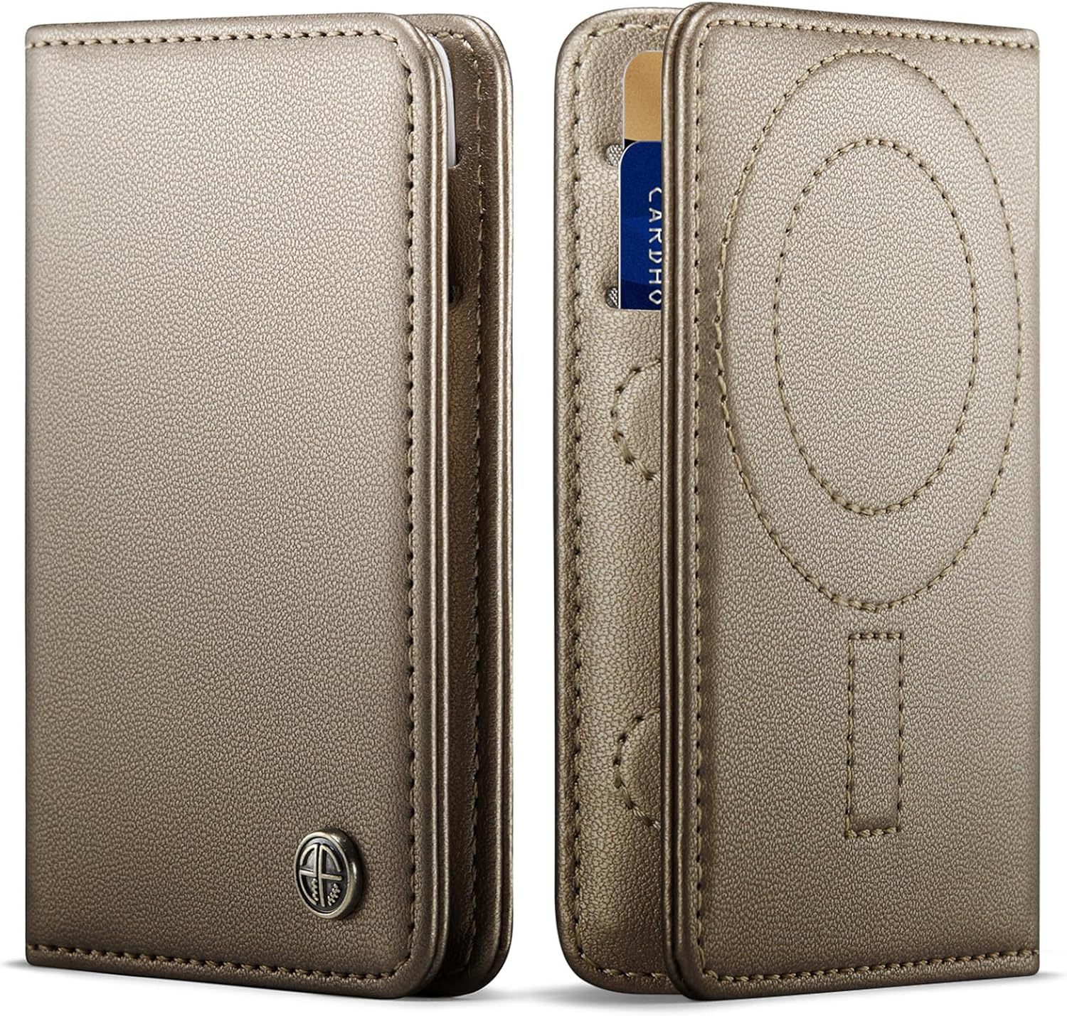 Amazon Magsafe Magnet 2 en 1 bolsa de tarjetas para iPhone RFID cepillo antirrobo de cuero bolsa de tarjetas