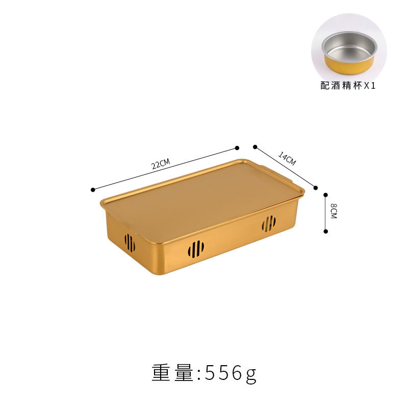 商用アルコールキャンドル加熱炉レストランバーベキュー保温炉創意長方形ステンレス韓国式焼肉炉|undefined