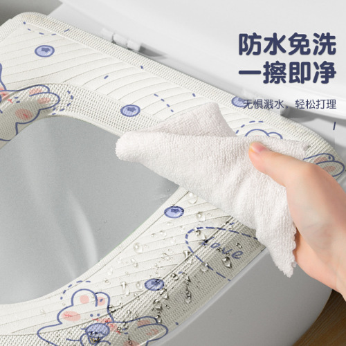 Household printed eva toilet mat, universal waterproof toilet mat for all seasons, cartoon adhesive washable toilet seat cushion