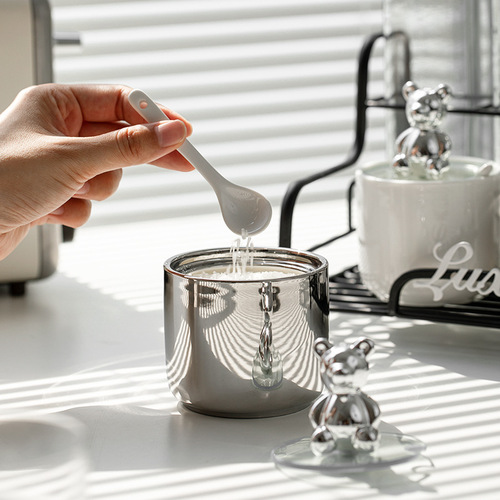 Light luxury ceramic seasoning jar and oil pot combination set seasoning bottle household seasoning jar salt jar dustproof seasoning box wholesale