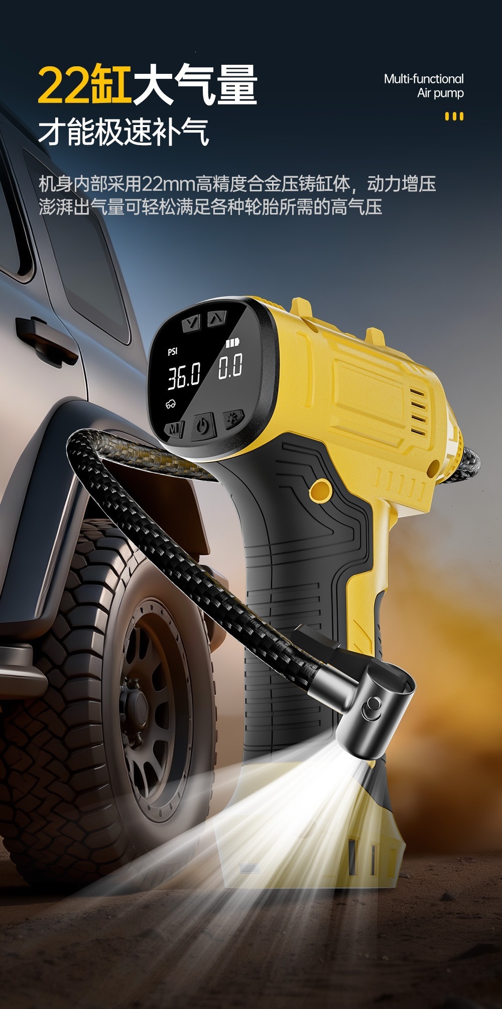 Car Air Pump, Wireless Car Air Pump, Portable Multi-Functional Gun-Type Air Pump, High-Power Car Supplies