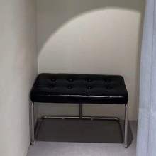 北欧不锈钢换鞋凳家用长条凳衣帽间简约床尾凳铁艺玄关脚凳智高圆