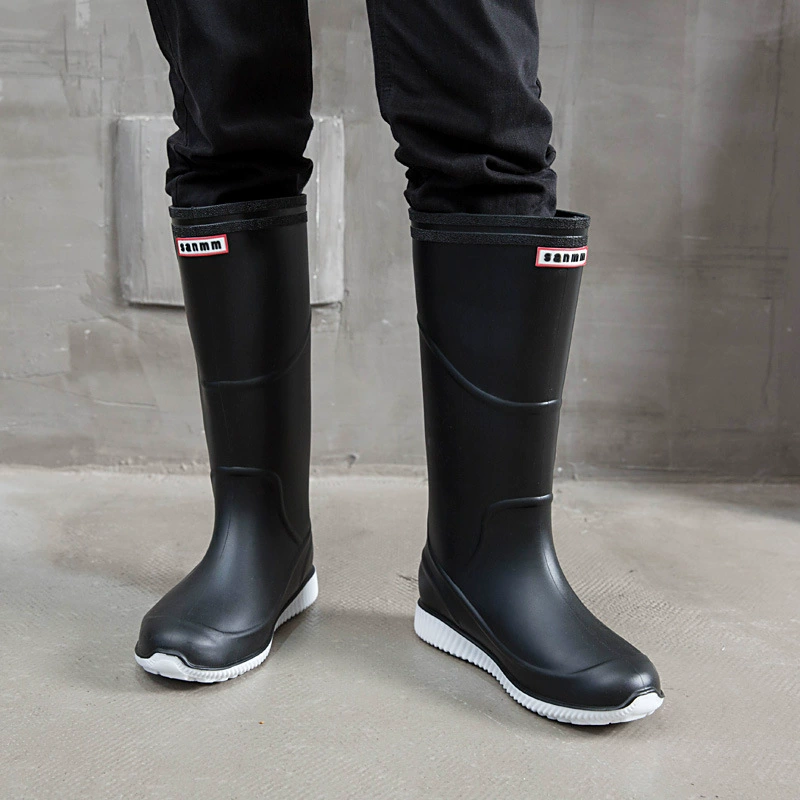 Мужские резиновые сапоги средней высоты, модные резиновые сапоги, Мужская Резиновая обувь, рабочая Водная обувь, водные сапоги, однотонные высокие галоши