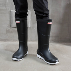 男士中高筒雨鞋時尚雨靴男膠鞋戶外工作水鞋水靴純色高幫套鞋