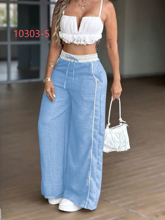 Inventario transfronterizo Y2K gris verde claro pulgada cintura alta pantalones de piernas anchas pantalones casuales sueltos primavera y verano