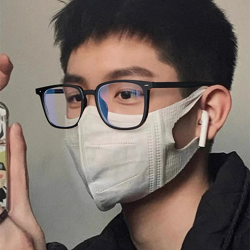 Black-rimmed glasses men's ultra-light square-frame myopia can be equipped with universal large face frosted flat glasses frame fashionable women