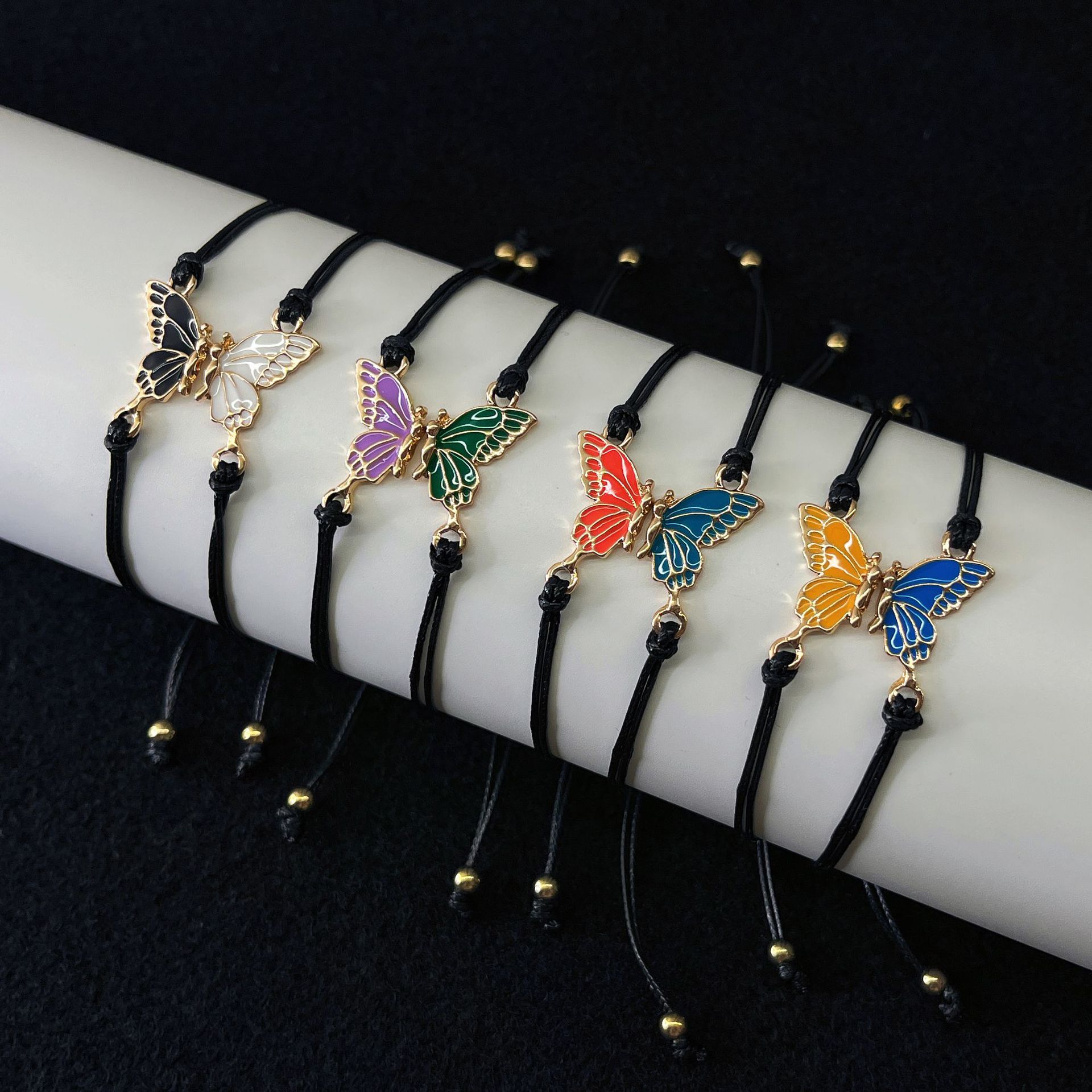 Cross-border Amazon New Butterfly Bracelet Color Oil Drop Best Friends Friendship Woven Bracelet suit