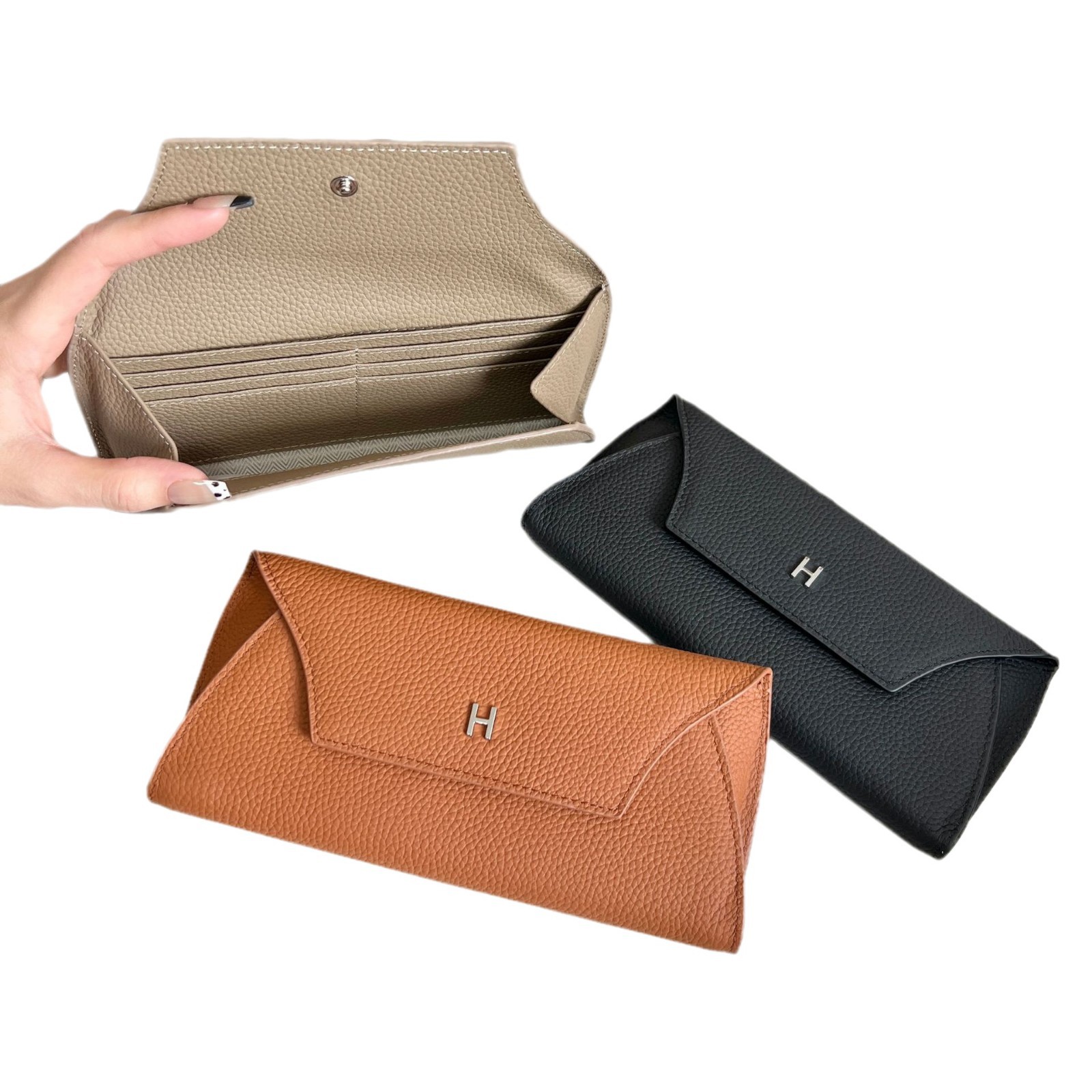 Women's Genuine Leather Long Wallet 2024 New Arrival Top Grain Cowhide Niche Design Luxury Large Capacity - Thumbnail 5