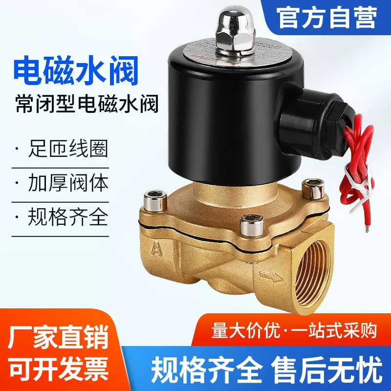 2W常闭进水24V电磁阀220V铜开关阀2分4分6分1寸放水控制阀12V水阀