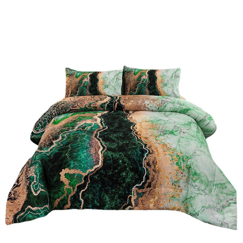 跨境亚马逊床上用品外贸绗缝床盖三件套纯色欧美薄被床单床罩批发