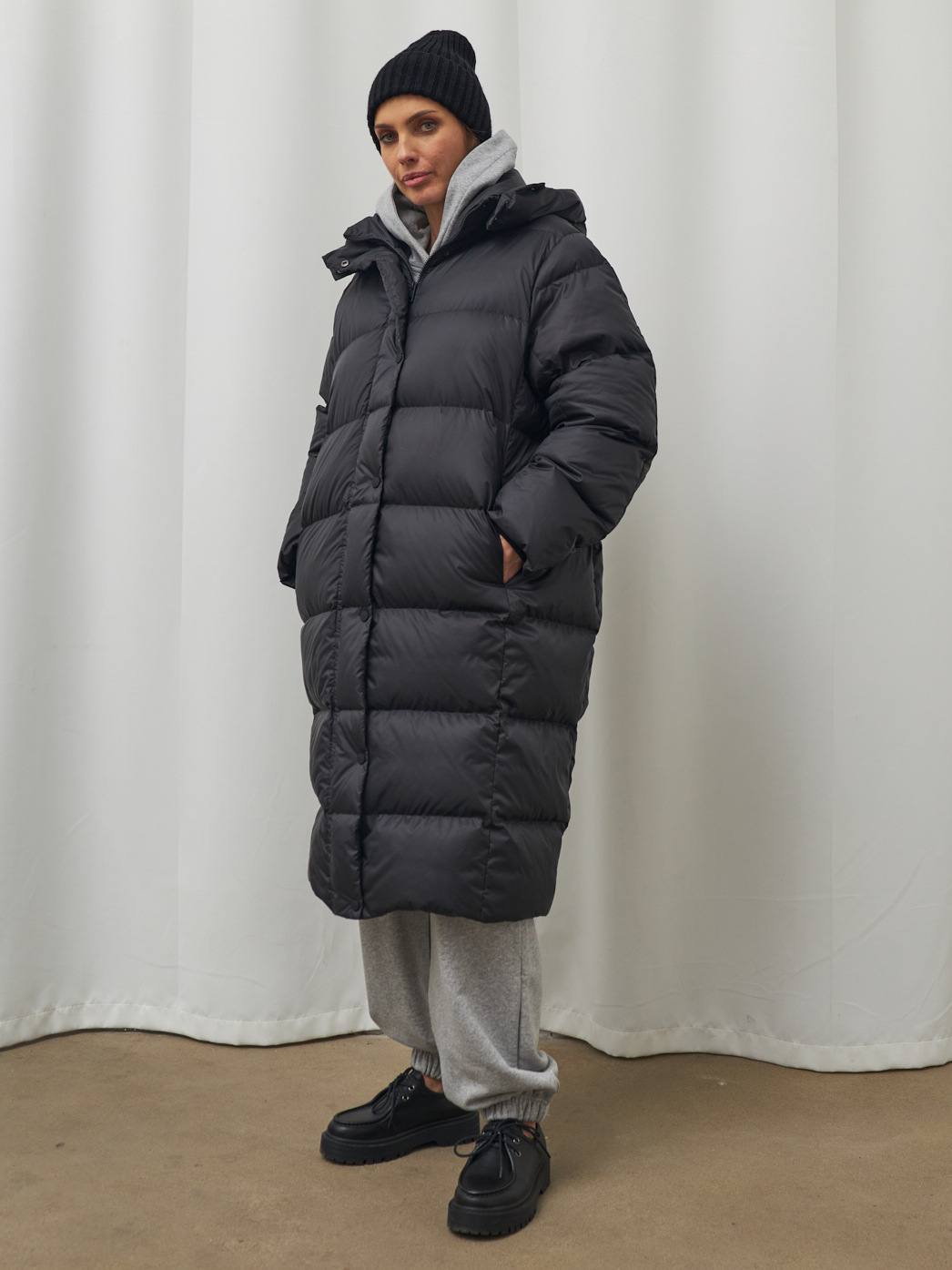 Dames lange donsjas met capuchon warme winterjas_voghion.com