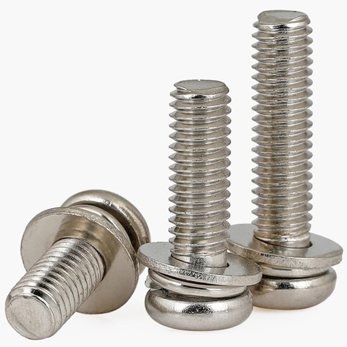 Nickel-plated cross recessed round head three-combination screw pan head three-combination screw combination bolt M2/M3/M4/M5/M6