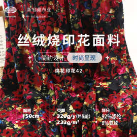 新款金丝绒烧花烂花布 春秋微弹233g韩国进口旗袍礼服连衣裙绒布