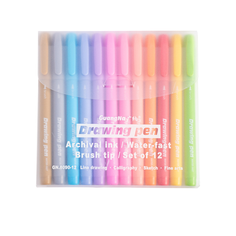 Guangna 8090 bolígrafo de acuarela 12 color acuoso conjunto de bolígrafo de pintura de arte puede llenar el bolígrafo de caligrafía de graffiti