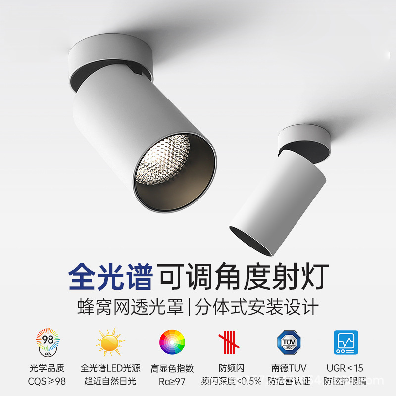 2026 New Model Full-Spectrum High-Brightness Led Spotlight for Living Room and Clothing Store, High-End Surface-Mounted Spotlight in Stock