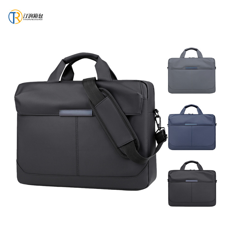 Ting Run Men's Briefcase Business Handbag Large Capacity Meeting Waterproof Leather Film Laptop Bag Custom Logo