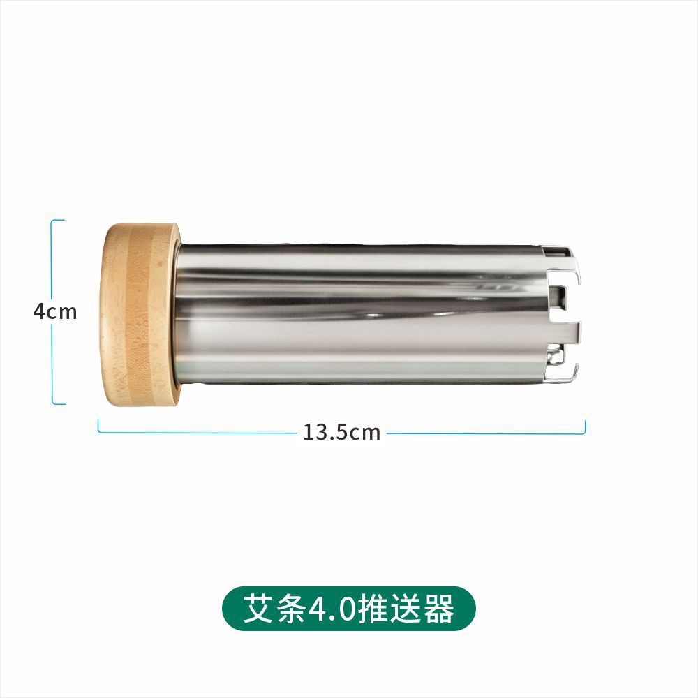 Stainless Steel Moxa Stick Pusher 4.0cm Automatic Moxibustion Box Oak Wood Body Warming Tool in use