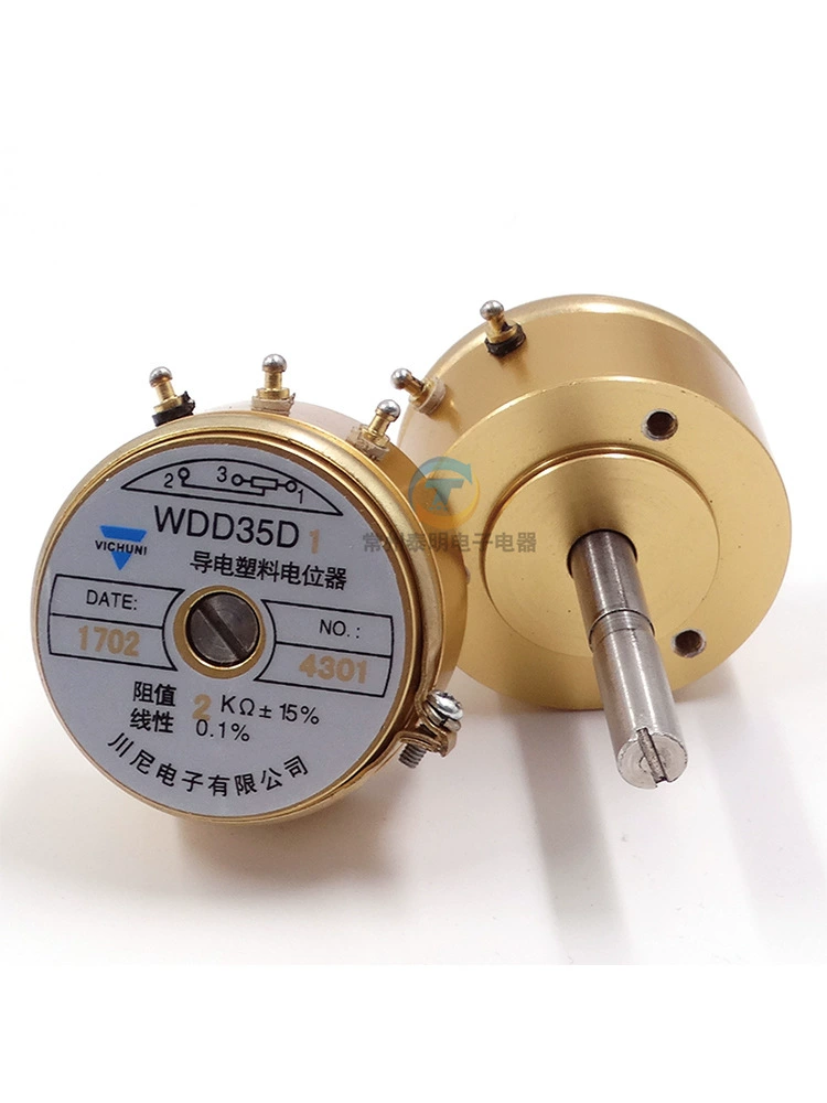 Precision conductive plastic potentiometer WDDD35D-1K2K5K10K0.5%long shaft 33mm angle displacement sensor