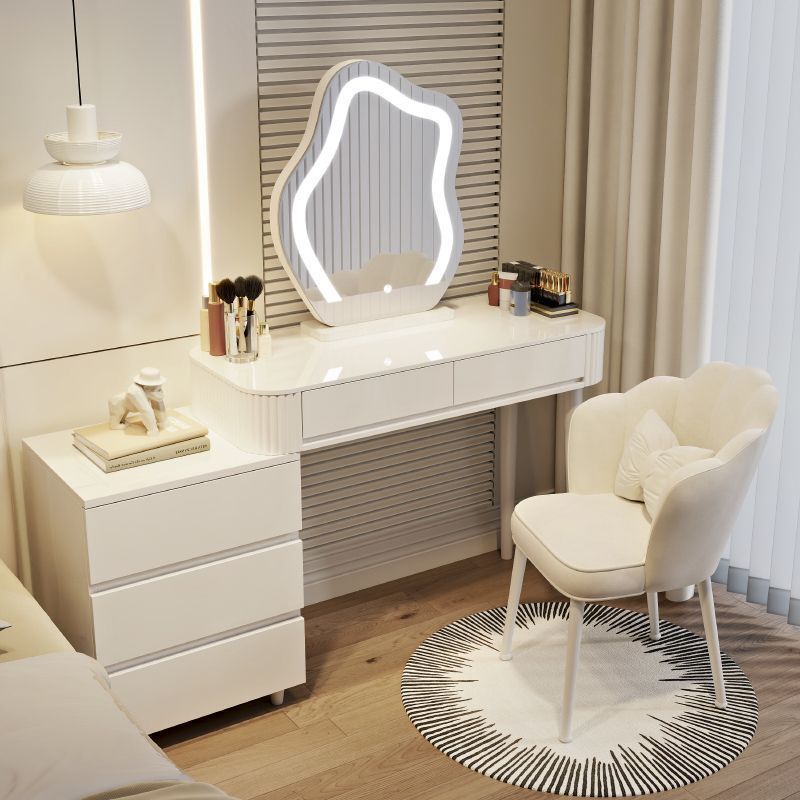 화이트 100 테이블 + 수납장 + 거울 + 꽃잎 의자