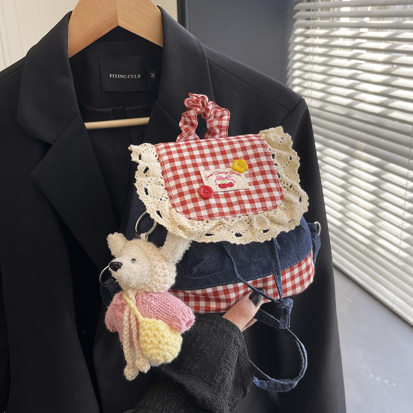 Mochila de lona 2026 nueva moda cuadrada de encaje mochila de hombro portátil bolso de cubo