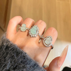 新中式微鑲葫蘆鋯石開口戒指女精緻小眾設計感氣質百搭輕奢食指戒