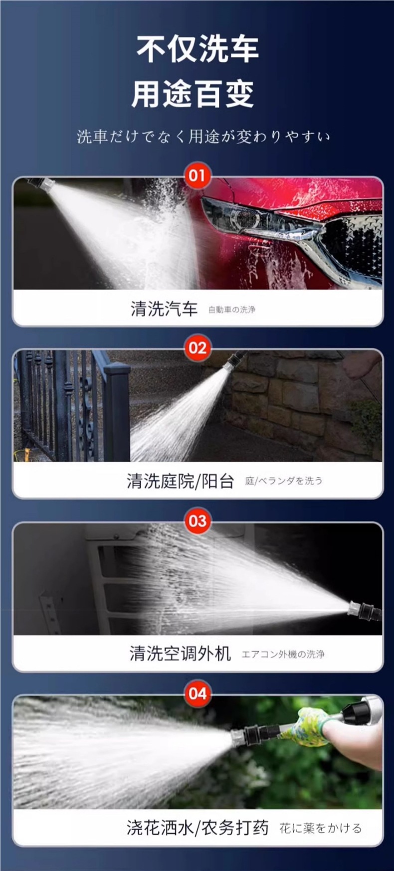 Supercharged Car Washing Machine for Home Use, High-Pressure Car Wash Water Gun, Lithium Battery, Wireless Rechargeable Car Washing Tool, Copper