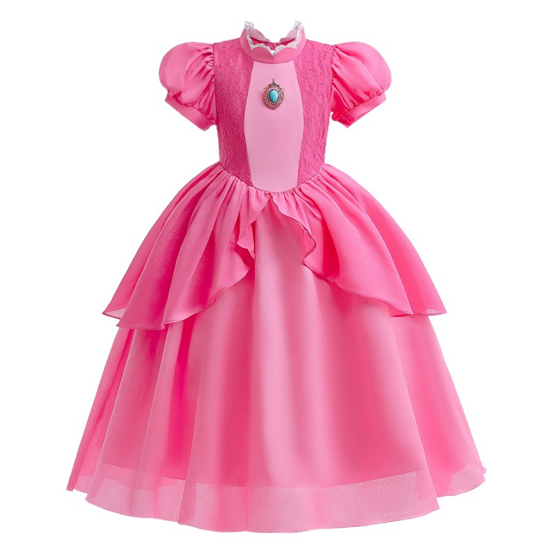 Transfronterizo de comercio exterior Cosplay rendimiento ropa de los niños princesa bi Ji vestido niña Mario melocotón princesa vestido