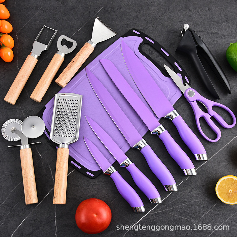 Cuchillos de cocina de silicona transfronterizos domésticos con cocina de acero inoxidable multifuncional 20 piezas conjunto de cocina