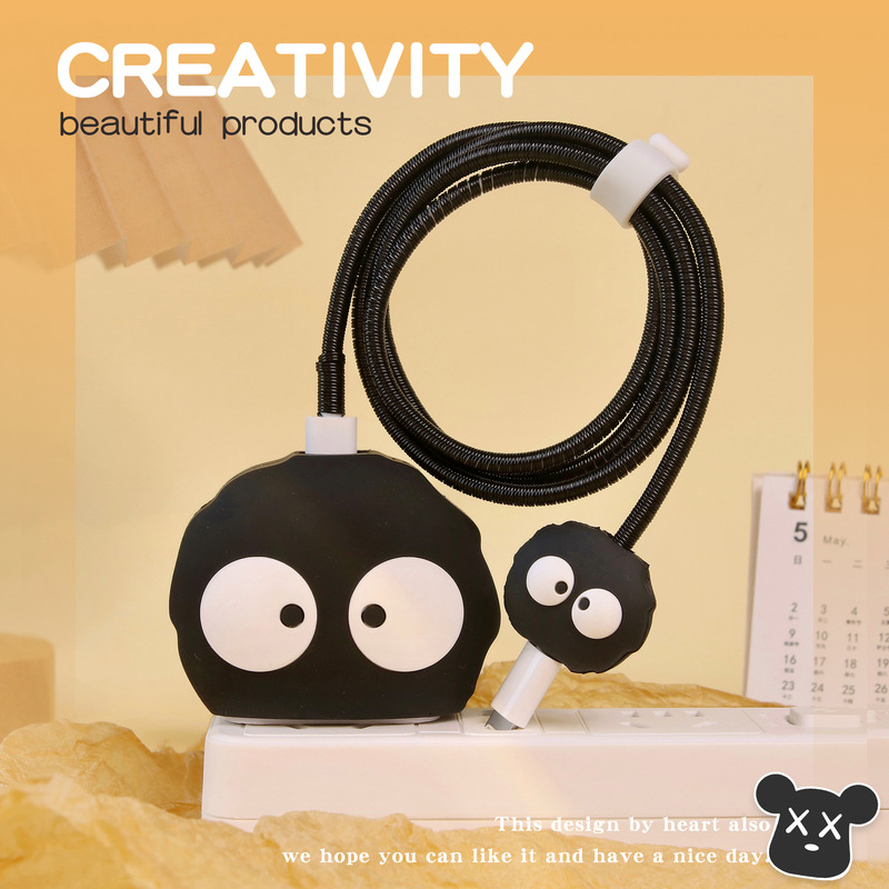 Nuevo cable de datos de dibujos animados cubierta protectora adecuado para Apple carga rápida cabeza 18/20W carga cabeza cubierta protectora Winder