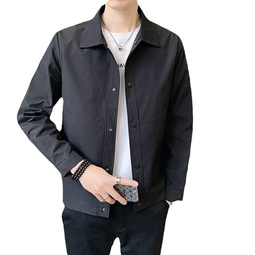 Men's Collar Jacket, Fashion Hong Kong Style, Metal Decor, Men's Outerwear, Fashion Spring Casual Top