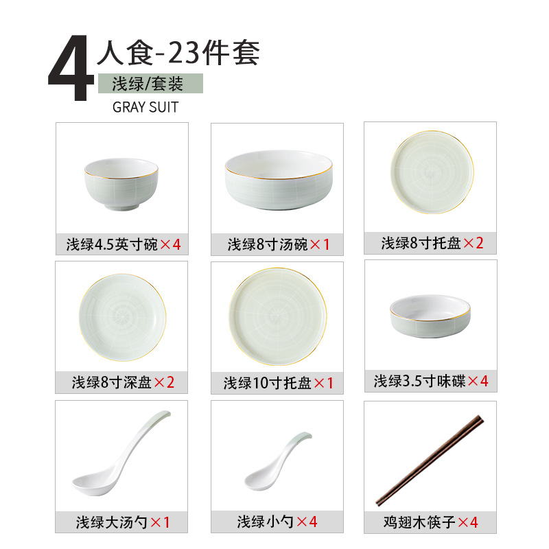 Shanensang tinta Nordic tazón y plato vajilla traje hogar plato de cerámica tazón de sopa y palillos plato de luz caja de regalo de estilo de lujo