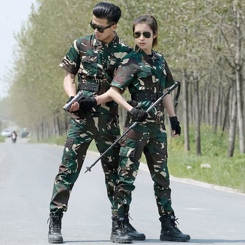 Camouflage suit suit for men, short-sleeved, thin, breathable and wear-resistant, special training suit for military fans, training suit, female performance overalls, summer