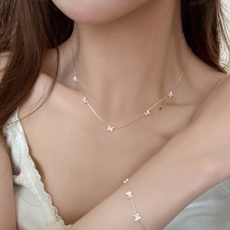 S925纯银蝴蝶锁骨链项链女小众高级感轻奢个性气质百搭新品配饰潮|undefined