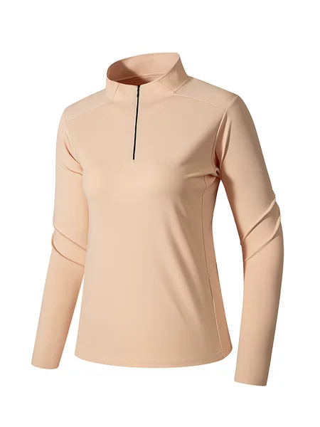 New stand-up collar half-zip sweatshirt for couples, quick-dry breathable long-sleeve T-shirt, thin base layer for outdoor sports