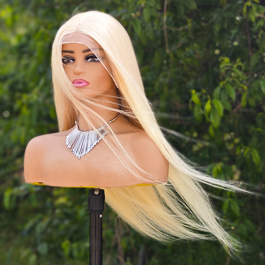 Transfronterizo damas de moda frente peluca de encaje fibra química tope natural realista uso de la vida diaria fiesta