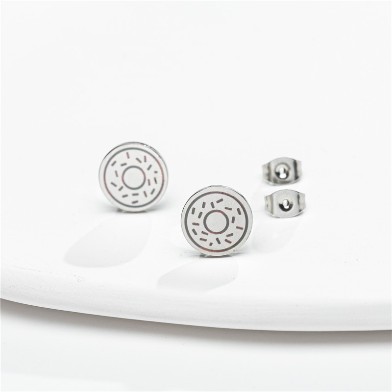 1 Pair Cartoon Style Round Fruit Stainless Steel Plating Ear Studs display picture 5