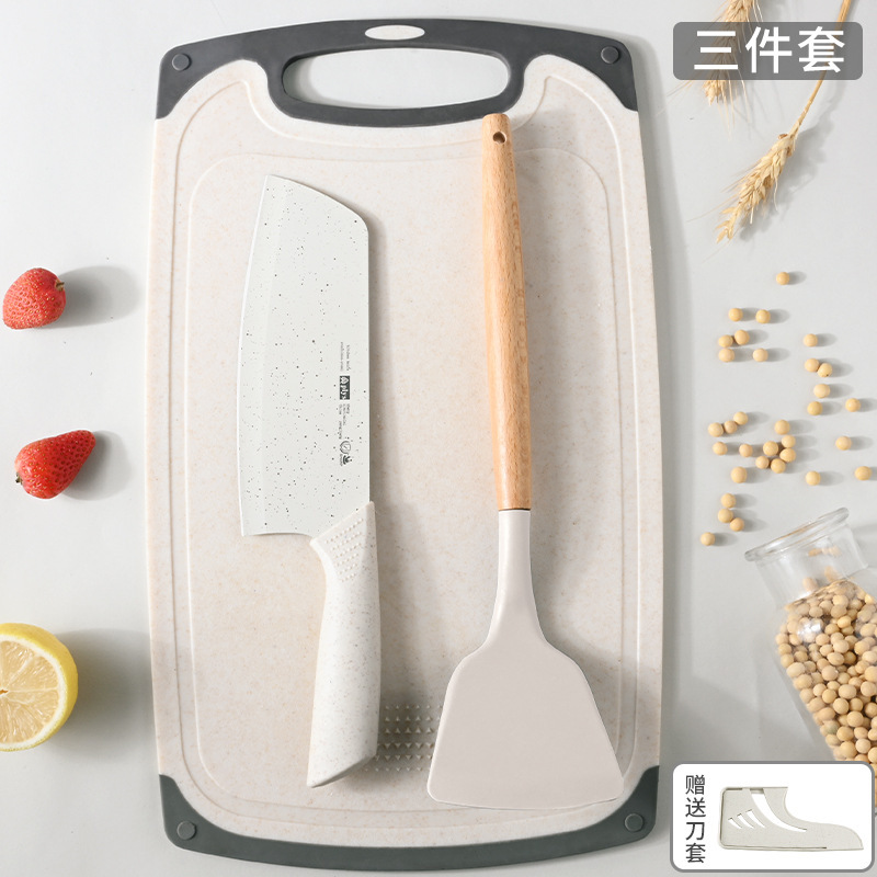 Yangjiang cuchillo de acero inoxidable cuchillo de cocina combinación de utensilios de cocina conjunto de corte conjunto completo de cuchillo de cocina tablero de cocina 2 en 1 uso doméstico