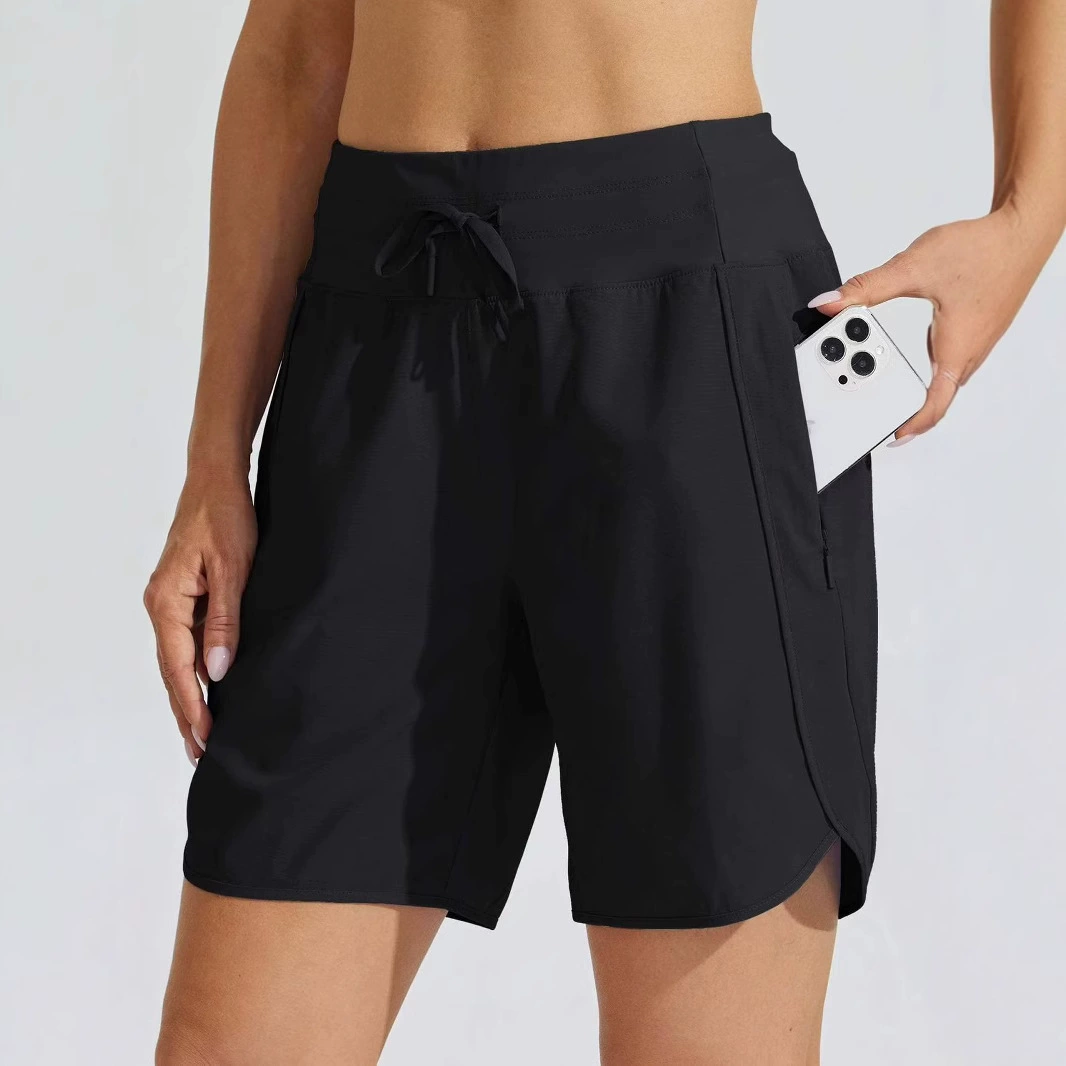 Женские спортивные шорты для тренировок с высокой талией, быстросохнущие, с карманом на молнии