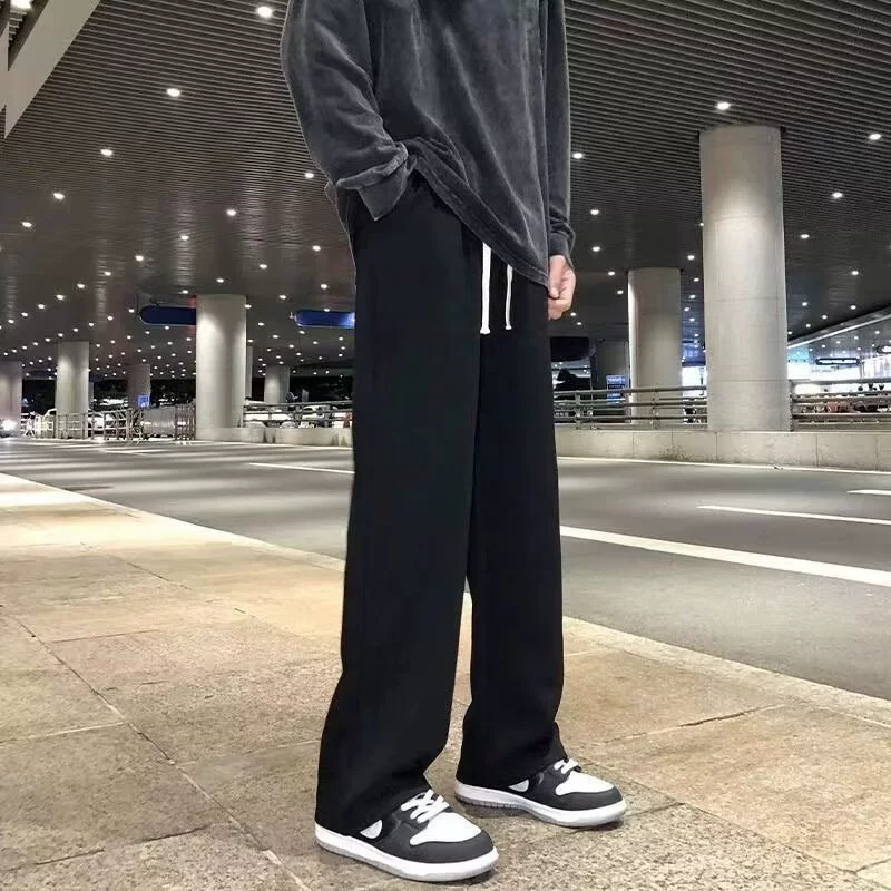 Base colored trousers, American style, drawstring, slim fit