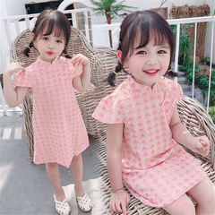 Girls' cheongsam skirt children's summer dress baby summer Chinese style summer style children's short-sleeved lace dress
