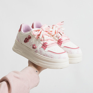 2025 Spring White Shoes New Korean Style Ins Height Increasing Platform Sports Sneakers Casual Shoes Women's All-match