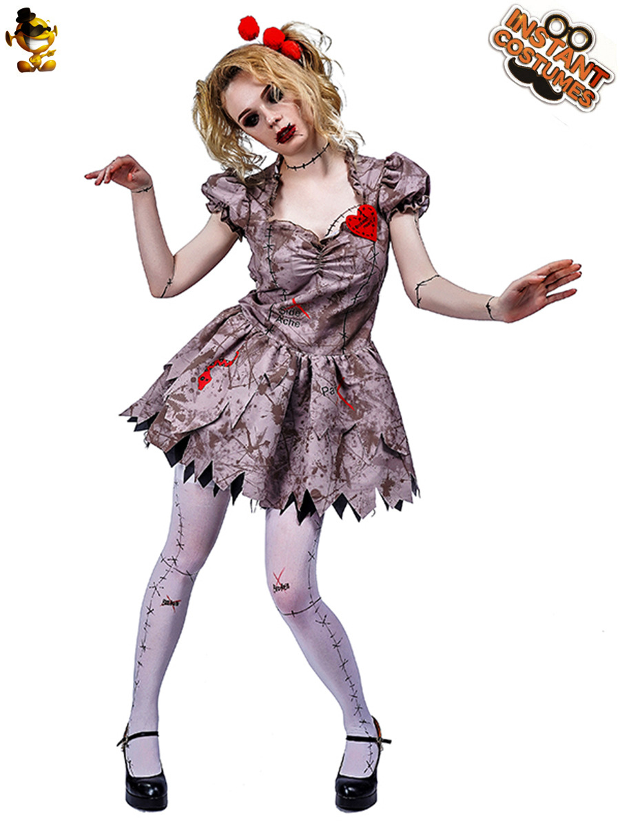 Mujeres adultas horror sangriento Zombie línea payaso traje de Halloween Cosplay traje del funcionamiento de la etapa