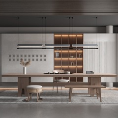 わびさびスタイル無垢材ティーテーブルログダイニングテーブルミニマリストリビングルーム新中国風ホームクリエイティブロングテーブルアッシュ