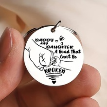 跨境父亲节不锈钢激光刻字钥匙扣挂件包包车钥匙饰品配件现货批发